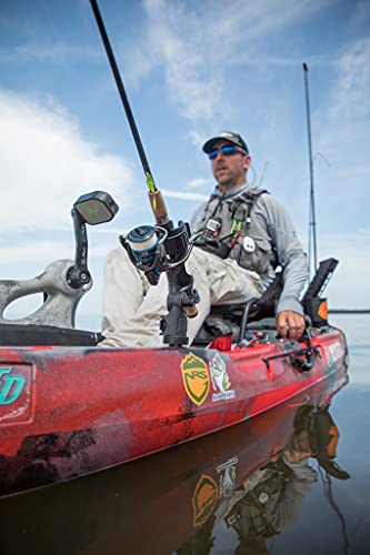 YakAttack Omega Rod Holder | Track Mount Fishing Rod Holder for Kayak & Boat | Compatible with Spinning, Casting, Fly Reels | LockNLoad System | Secure & Adjustable | Kayak Track Mount Accessories