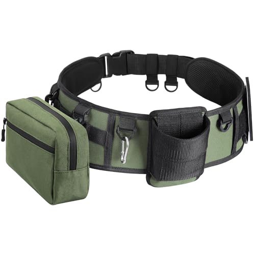 PELLOR Fishing Belt Rod Holder Adjustable Fishing Wading Belt - color: Army Green（with Detachable Bag）