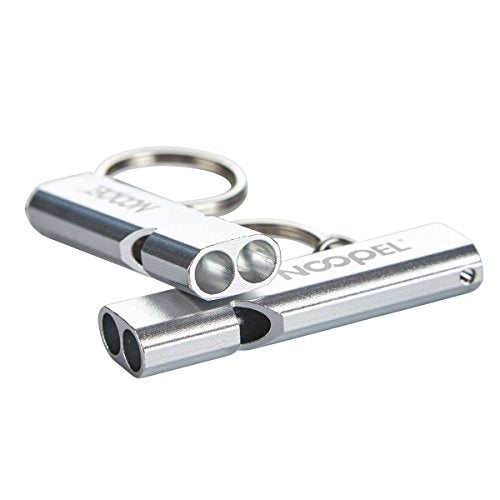 Noopel Emergency Whistles Lifeguard Safety Whistle with Lanyard and Keychain for Outdoor Camping Hiking Boating Backpacking Fishing Kayak Kids Rescue Signaling Loud Survival Whistle - color: 2 Pack Silver