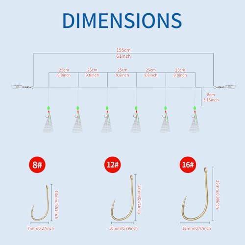 Double Hook Rig Surf Fishing: 9PCS Pompano Float Rigs with 3 Circle Hook Saltwater Gear Tackle for Surf Fishing - color: Multi color