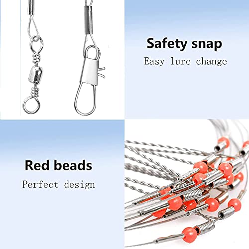 YOTO Fishing Tackle Leaders,Hi-Low Rig,Double Arms Saltwater Stainless Steel Leader with Swivels,High-Strength Fish Wire Gear Equipment, Fishing Gift - color: A2-17.7" 70lb-24pcs
