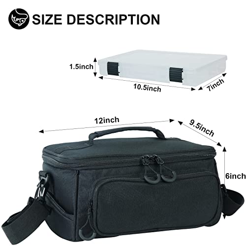 Fishing Tackle Bags Portable Fishing Tackle Storage Pack for Saltwater or Freshwater Fishing Bags with 3 Tackle Trays Padded Shoulder Strap
