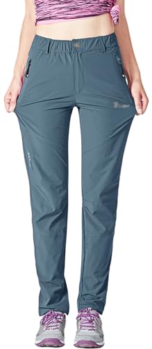 Rdruko Women's Hiking Pants Lightweight Quick Dry Water Resistant Outdoor Travel Fishing Pants with Pockets - color: Dusty Blue, size: XX-Large