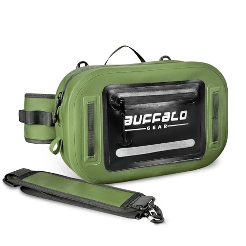 Buffalo Gear Waterproof Fishing Fanny Pack,8.9L Fishing Waist Pack with Airtight Zipper for Fly Fishing,Kayaking,Camping,Outdoor Sports Green - color: Green