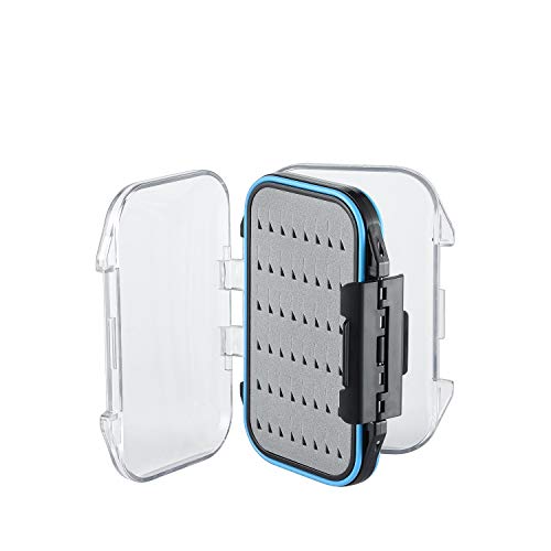 Gonex Fly Boxes for Fly Fishing Jig Boxes Two-Sided Waterproof Lightweight Fly Fishing Box Easy Grip Transparent Lid Fly Fishing Lures Box, 4.1"x 3.0"x 1.2", Grey - color: Grey, Black, Transparent, size: Size A (4.1"x 3.0"x 1.2")