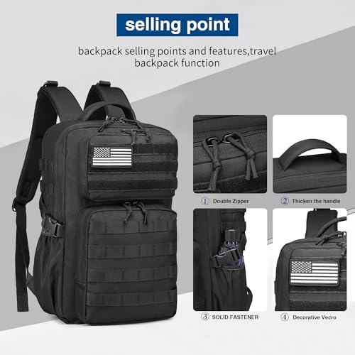 Wotony Military Tactical Backpack for Men Waterproof Daypack 3 Day Assault Pack Molle Bag with Water Bottle Holder - color: Grey, size: 25L