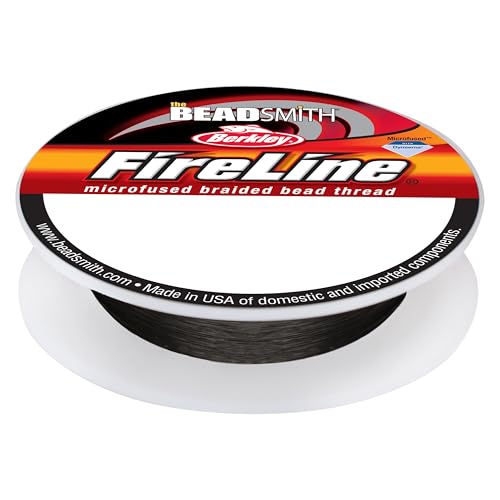 The Beadsmith Fireline by Berkley – Micro-Fused Braided Thread – 4lb. Test, .005”/.12mm Diameter, 15 Yard Spool, Smoke Grey – Super Strong Stringing Material for Jewelry Making and Bead Weaving - color: Smoke Grey, size: 4lb, .005”, 15 yard