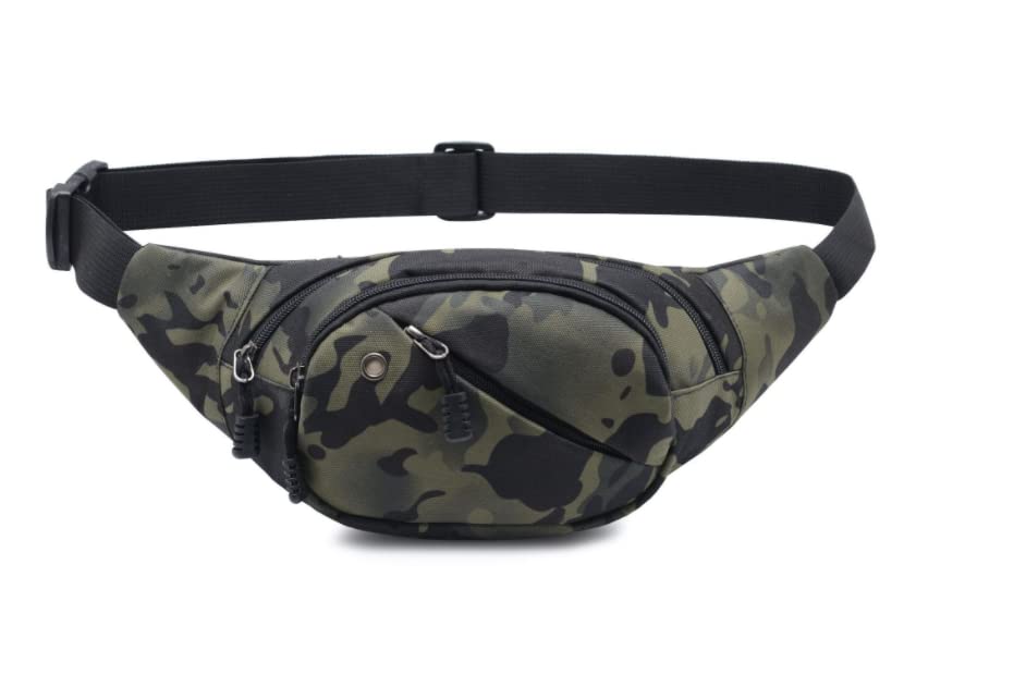 Crossbody Fanny Pack for Men&Women,Large Waist Bag & Hip Bum Bag with Adjustable Strap for Outdoors Workout Traveling Casual Running Hiking Cycling - color: Slash Black Camo