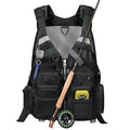Gonex Fly Fishing Vest for Men Women, Comfortable Adjustable Fishing Vest with Multi-Pockets Reflective Stripes - color: Black