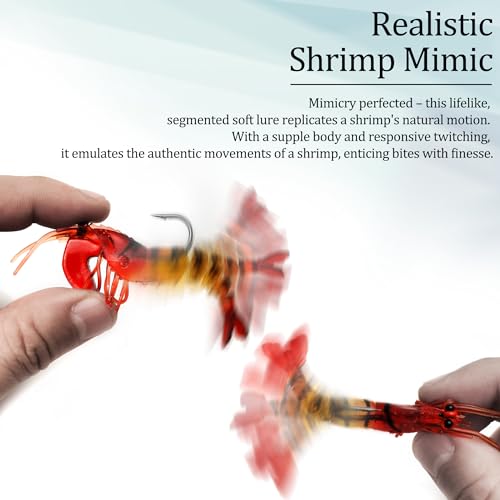 Soft Fishing Lures Shad Minnow Swimbaits, Pre-Rigged Jig Heads Paddle Tail Swim Baits for Bass, Trout, Walleye, Crappie, Sinking Jigs Bait for Saltwater Freshwater, Fishing Gifts for Men - color: C3-5pcs Soft Shrimp Swimbait
