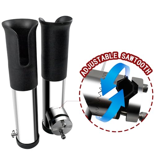 Made 2Pcs Stainless Clamp on Fishing Rod Holder, 316 Stainless Tournament Style Clamp on Fishing Rod Holder, Portable Fishing Pod Rack (Black) - color: Black