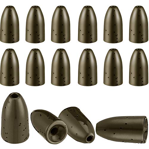 16 Pcs Tungsten Fishing Weights for Bass, Pitching and Flipping Sinker, Sizes 1/8, 1/4, 3/16 Oz Bullet Sinker, Bass Gear