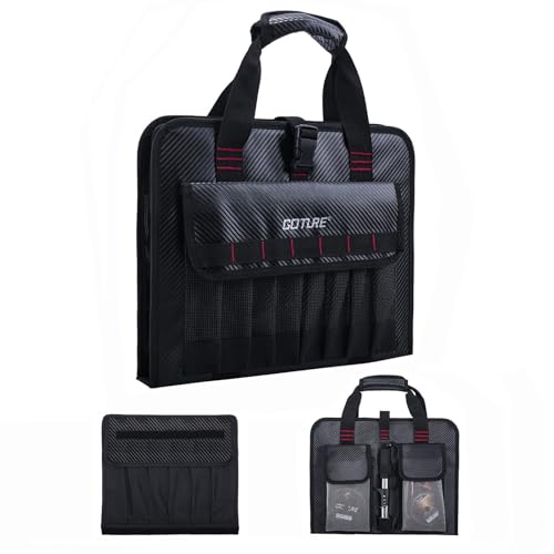 Goture Fishing Jig Bag,34 Mesh Pockets Portable Water-Resistant 600D PU Fishinig Lure Bag Saltwater Freshwater,Detachable Compartment, Suitable For Vertical Jig Slow Pitch Jigging Bait Tackle Storage - color: C:14.96"x11.81"