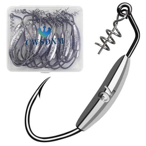 Twistlock Fishing Hooks, Swimbait Hooks Belly Offset Hooks Weighted Hook 1/0 3/0 4/0 for Soft Plastics Lures Fishing Saltwater Freshwater - color: Spring Weighted Hooks 7g - 15pcs