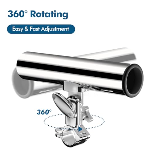 Fishing Rod Holder for Boat ,Stainless Steel 316 Rail Mount Clamp Fishing Rod Holders Marine Grade 360 Degree Adjustable Fishing Rod Holder - size: For 7/8" Rail, style: Middle Clamp