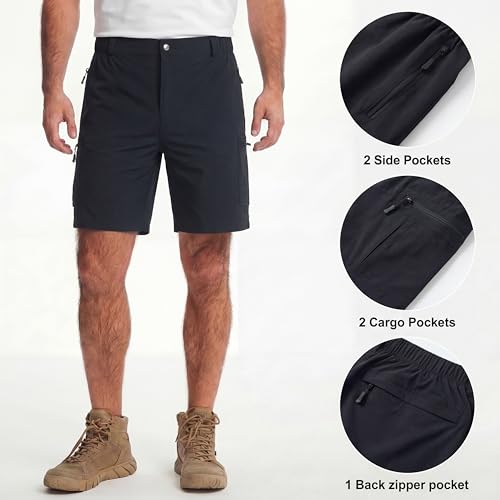 Mens Cargo Shorts - Lightweight Relaxed Fit - Tactical Work Shorts for Men,Stretch Quick Dry Fishing Hiking - color: Black, size: 34