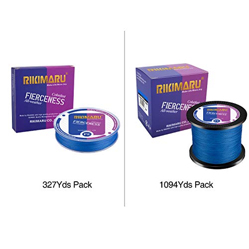 RIKIMARU Braided Fishing Line Abrasion Resistant Superline Zero Stretch&Low Memory Extra Thin Diameter 327-1094 Yds, 4-180LB - color: Ocean Blue, size: 1094 Yds/0.25mm/30LB