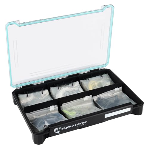 Evolution Fishing BallistiX Blade Runner Tackle Tray - Waterproof, Spinnerbait & Buzzbait Storage, 30 Rust-Resistant Baggies, 6 Sections, Fits 3700 Tackle Box, QuikLatch