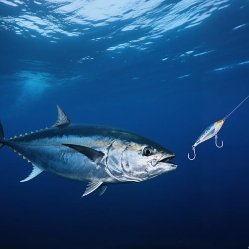 Alwonder High Speed Trolling Lures Saltwater Fishing Lures 6"/3oz Sinking Twitch Bait 7/0 Hook Deep Diving Jerkbait Fishing Plug Offshore Lure for Tuna Striper Mackerel - color: Chrome Blue Mackerel