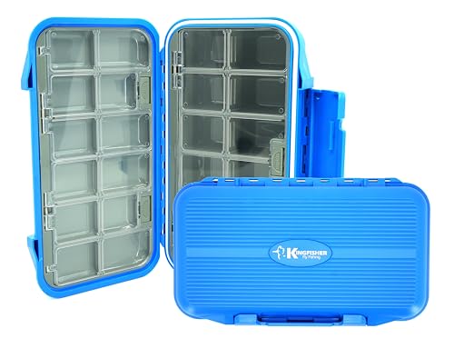 Kingfisher Large Waterproof 24 Compartment Tailwater Nymph Fly Fishing Box - color: Blue