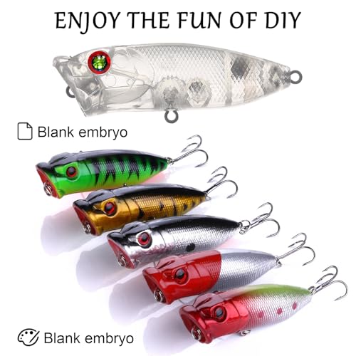 20pcs/25pcs Fishing Blanks Lures Kit Fishing Topwater Unpainted Swimbait Unpainted Crankbaits Hard Baits DIY Lure for Bass Salmon Trout Saltwater and Freshwater - color: 25PCS 2.76″/0.38oz