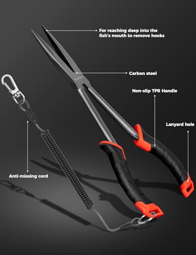 Fishing Pliers,Fishing Gear for Saltwater,Multifunction Carbon Steel with Corrosion Resistant Coated Fishing Tools - color: 11" Fishing Pliers