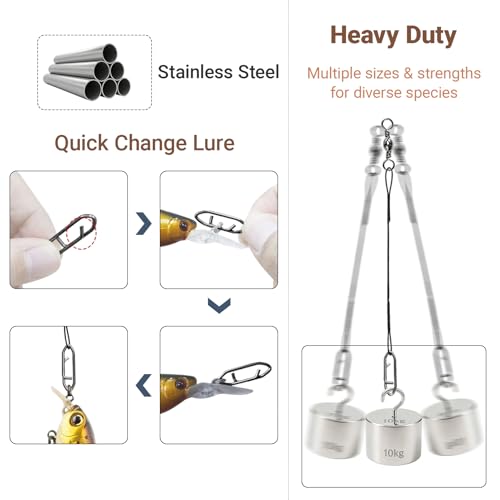 QISHUO Stainless Steel Fishing Leaders Strength Rigs Saltwater Fishing Leader Heavy Snap Lure Wire Leaders Line Black Nickel - size: Size #5 (11.8in-60lb) 30pcs