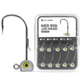15-Pack Fish Eye Ned Rig Jig Heads with Welded Wire Bait Keeper – 1/16 3/32 1/8 3/16 1/4oz with 2/0 3/0 Hooks, Chartreuse Eyes, Secure Finesse TRD Hookup for Bass Fishing - size: 3/32oz - 15Pack