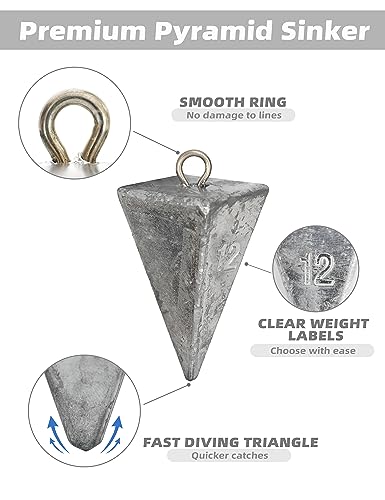 BLUEWING Pyramid Sinkers Lead Fishing Weights 1oz,2oz,3oz,5oz,8oz,10oz,12oz,16oz,32oz for Saltwater - style: #17 16oz, 6 Pack