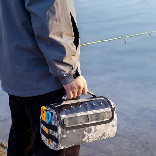 2 Pcs Fishing Line Management Bag Waterproof Nylon Fishing Line Storage Bag Transparent Window Removable Divider Leader Lines Spool Organization, Camouflage Khaki - color: Camouflage Khaki