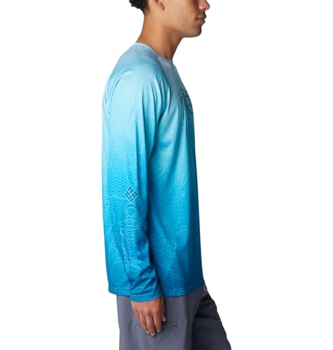 Columbia Men's Super Terminal Tackle PFG Super Fade Long Sleeve - color: Ocean Blue Techcamo/Bathymetric Sf, size: Large