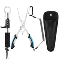 Stainless Steel Fishing Pliers and Fish Gripper Set with Sheath & Lanyard - Multifunctional Fishing Tool Kit for Saltwater Freshwater, Hook Remover, Line Cutter, Crimping - color: Blue