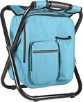 Kikerike Backpack Stool Cooler Chair Heavy Duty 300 LBS Max Load Portable Lightweight Folding Fishing Cooler for Camping Hunting Fishing - Sky Blue - color: Sky Blue