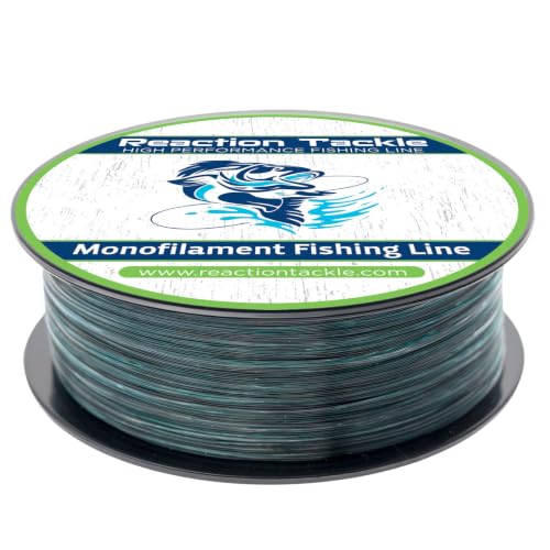 Reaction Tackle Monofilament Fishing Line - Premium Nylon Mono Line, Strong & Abrasion-Resistant, Low Memory for Smooth Long Casts - Freshwater & Saltwater - color: Blue Camo, size: 17lb (1000 Yards)