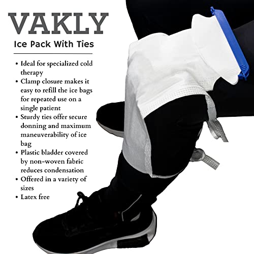 Vakly Large Refillable Ice Bags 6.5 x 14 [Pack of 5] – Reusable Ice Pack with Clamp Closure, Soft Outer Covering & Leak-Resistant Inner Layer for Hospital, Home & Sports Use