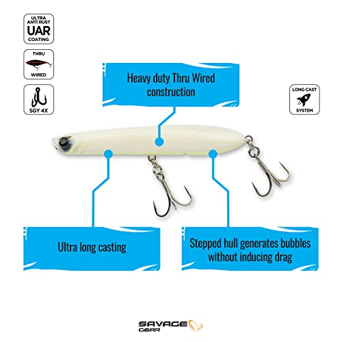 Savage Gear Panic Pencil Popper Fishing Hard Bait - color: White Glow, size: 5 3/4 in - 1 3/4 oz