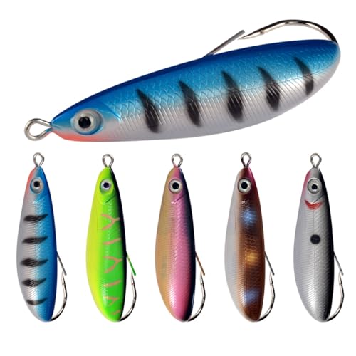 AMHDV Weedless Minnow Hard Lures Topwater Fishing Bait for Freshwater Saltwater (Pack of 5)