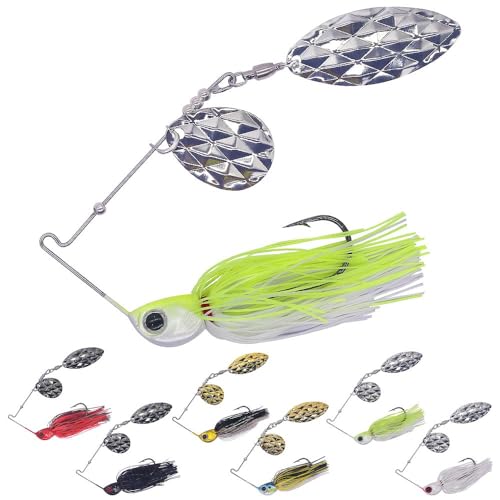XFISHMAN-Spinner-Baits-for-Bass-Fishing-Lures-Colorado Blade Spinnerbait Set 1/4 oz & 3/8 oz 6 Colors for Bass Pike Crappie & Trout Fishing - size: 3/8 oz