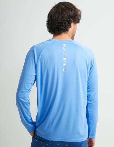 HUK Men's Pursuit Vented Long Sleeve Fishing Shirt (+30 UPF) - color: Marolina Blue, size: Small
