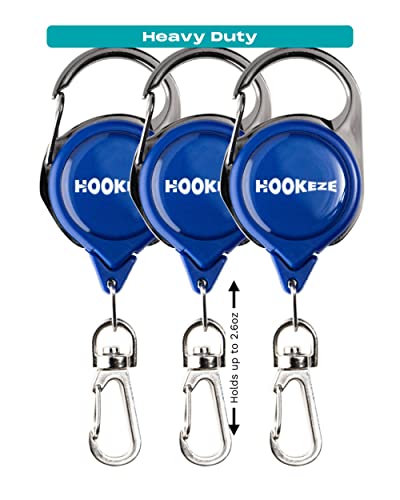 HOOK-EZE Fly Fishing Zinger Retractor for Anglers Vest, Pack of 3 - Fishing Gear and Equipment for Nippers, Forceps, Fly Float Ant, Belt Loops & Backpack - color: Blue