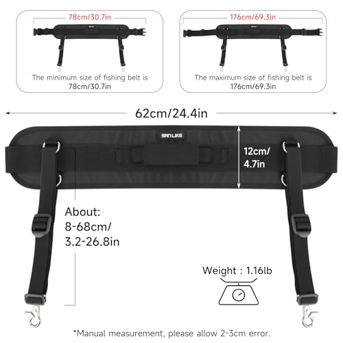 SANLIKE Fishing Belt Rod Holder Adjustable Fishing Fighting Waist Belt with EVA Padded Great Plastic Material Fighting Belt - color: White Set