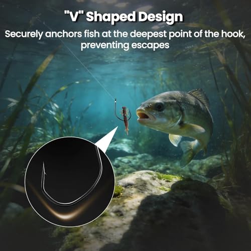 FishTrip Weedless Drop Shot Hooks, 50/100pcs Wide Gap Wacky Worm Rig Hooks Bass Fishing Hooks for Freshwater Saltwater 6 4 2 1 1/0 2/0 3/0 - size: #2_50pcs