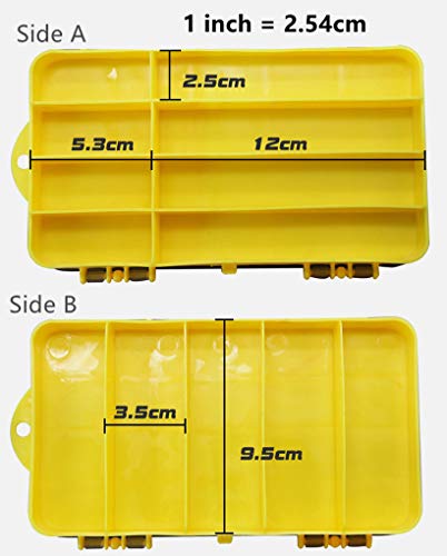 Toasis Two Sided Plastic Box Fishing Lure Storage Container Organizer Small Fishing Tackle Box - color: Yellow-2pcs