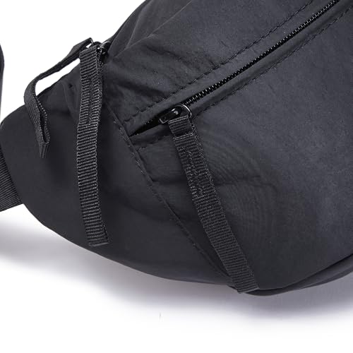 Large Capacity Nylon Women Sling Bags Girl Fanny Pack Light Weight Crossbody Bag Men Shoulder Bag Unisex Classic Waist Packs Purse Hiking Roomy Chest Bag, Easy Carry Any Phone,Wallet - color: Black