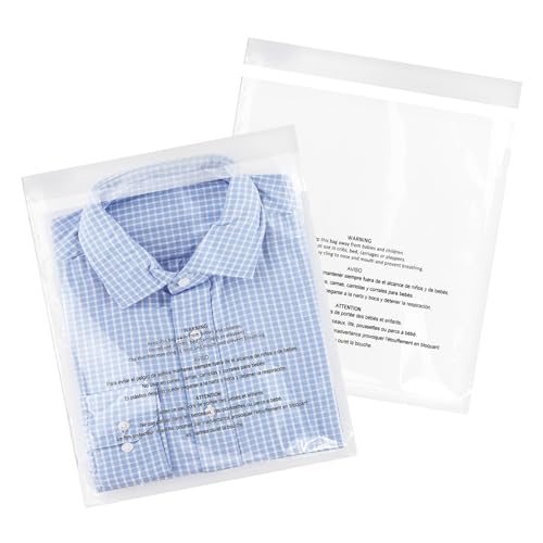 iMailer - 500 Pcs - 12" x 15" Poly Bags with Suffocation Warning Self Seal- Clear Shipping Bags 1.6 Mil for Clothing, Shirts, Packaging - Permanent Adhesive - size: 12" x 15", style: Permanent Glue