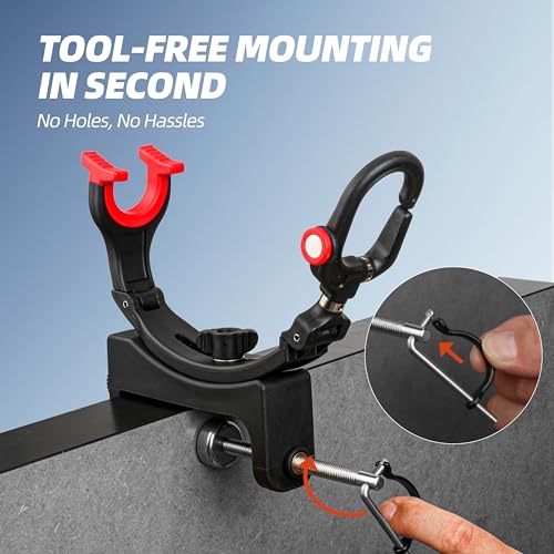 RUNCL 4/2/1 Pack Fishing Rod Holder for Boat – 360° Adjustable Dual-Direction Mount, No-Drill Quick Install, Fits Spinning & Casting Rods – Lightweight Mount for Canoe, Kayak, Raft, Fishing Gear Gift
