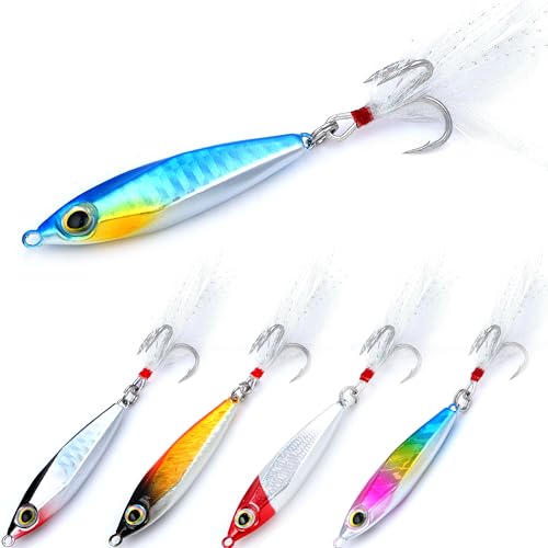 EXAURAFELIS Jigging Bait Fishing Lures Fishing Gear Jig Fishinglure Spoon Lures Sinking Metal Spoons swimbaits for Bass Trout Tuna Kingfish Snapper Cobia Tackle Box Freshwater Saltwater