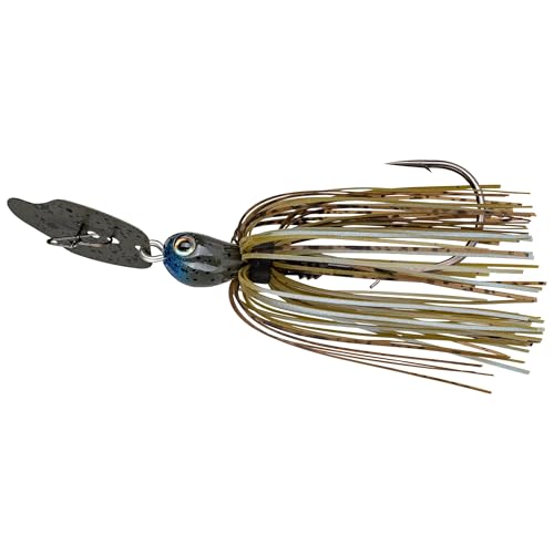 Strike King Thunder Cricket Fishing Lure, Vibrating Swim Jig, Silver Blade, 4/0 Jungle-Style Flipping Hook - color: Blue Craw, size: 1/2 oz