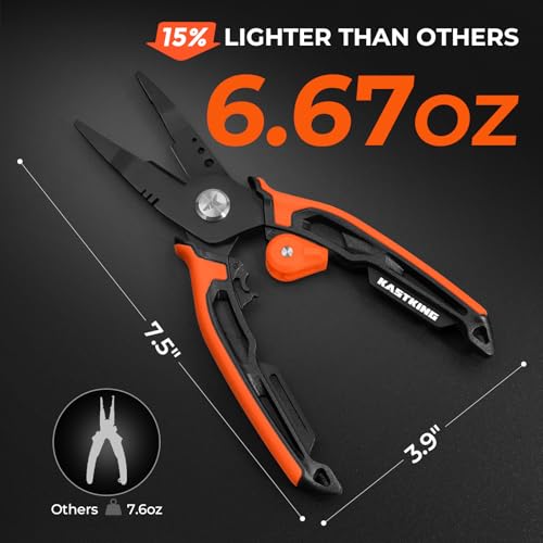 KastKing AeroVice 7.5” Fishing Pliers, 420 Stainless Steel, Uni-Body Construction, Lightweight & Corrosion-Resistant, Multi-Function Jaws, Braid Cutters, Sheath, Lanyard & Carabiner - style: 7.5'' Straight Nose