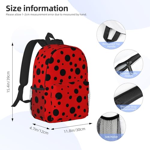 Ladybug Black And Red Polka Dot Backpack For Teenage Girls And Boys Cute Kids Backpacks Children School Bag - color: Ladybug Black and Red Polka Dot